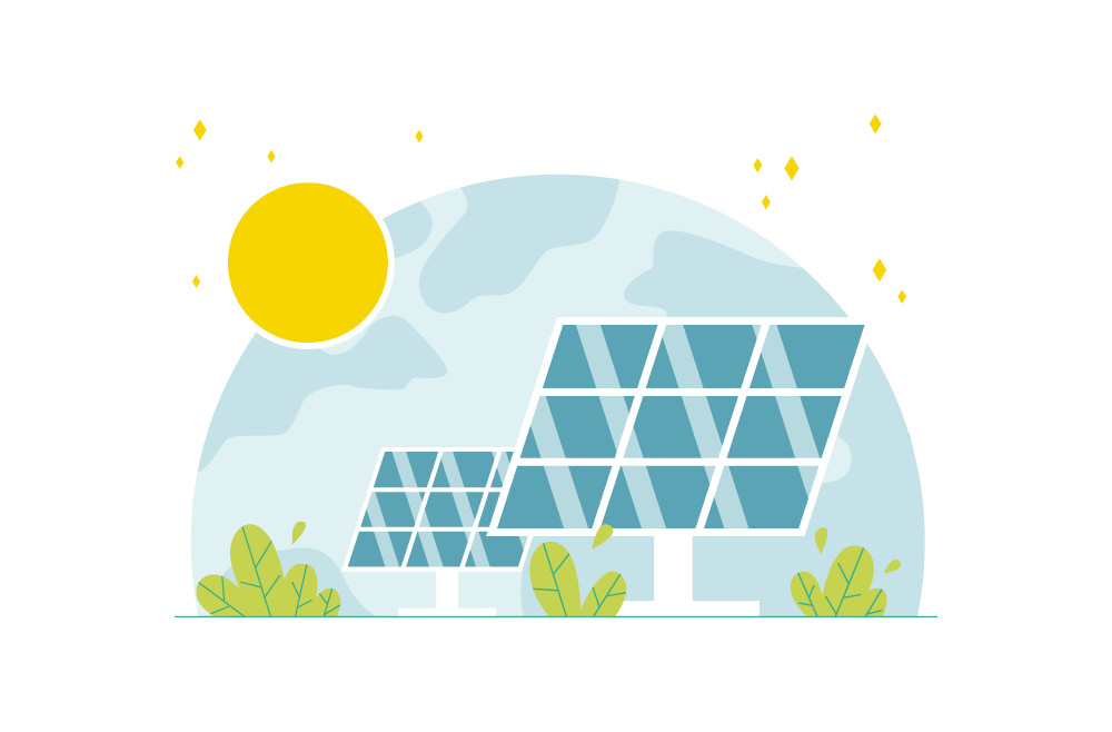 Illustration of solar panel energy